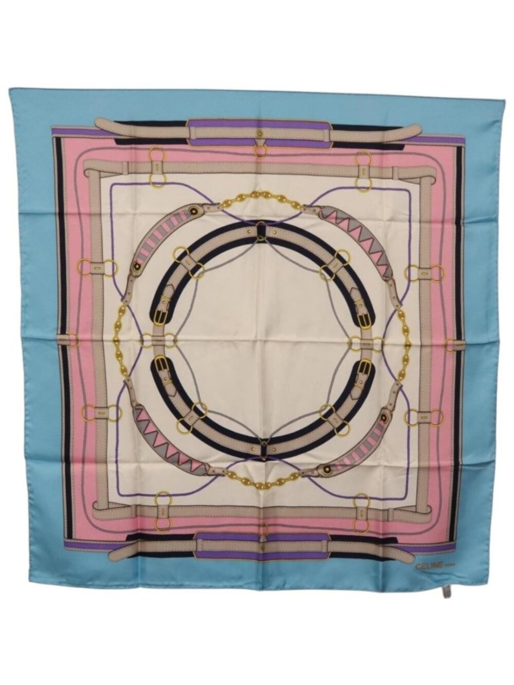 CELINE Scarf Silk Light Blue
